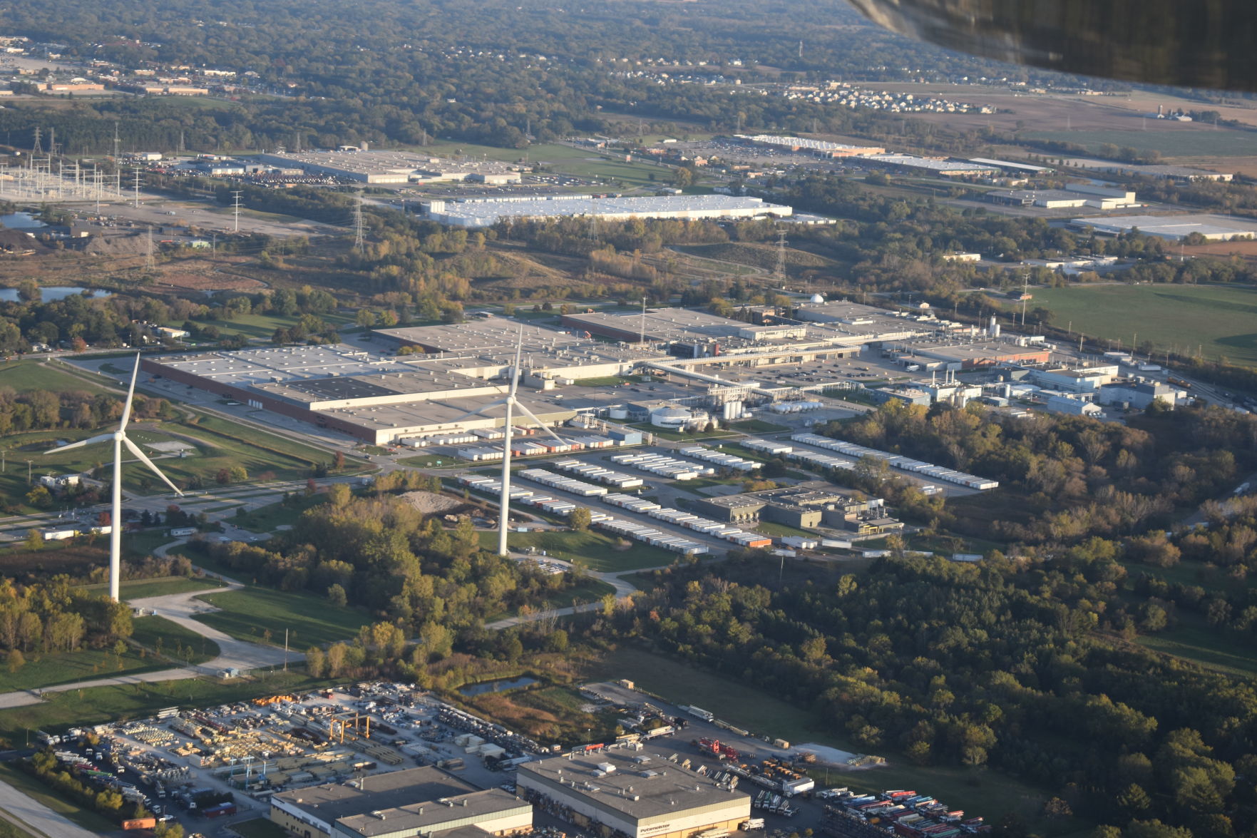 Waxdale aerial with wind turbines